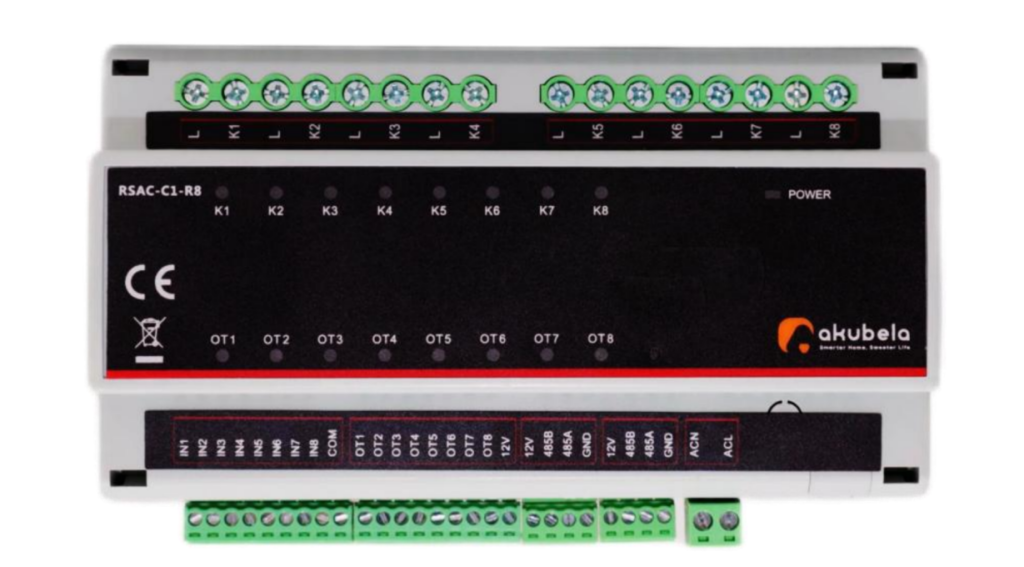 Akubela Switch Actuator Zigbee smart in-wall relay module front view