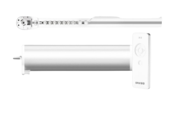 Orvibo Smart Curtain Motor W40CZ with aluminum casing and quiet motor design, rail and remote kit